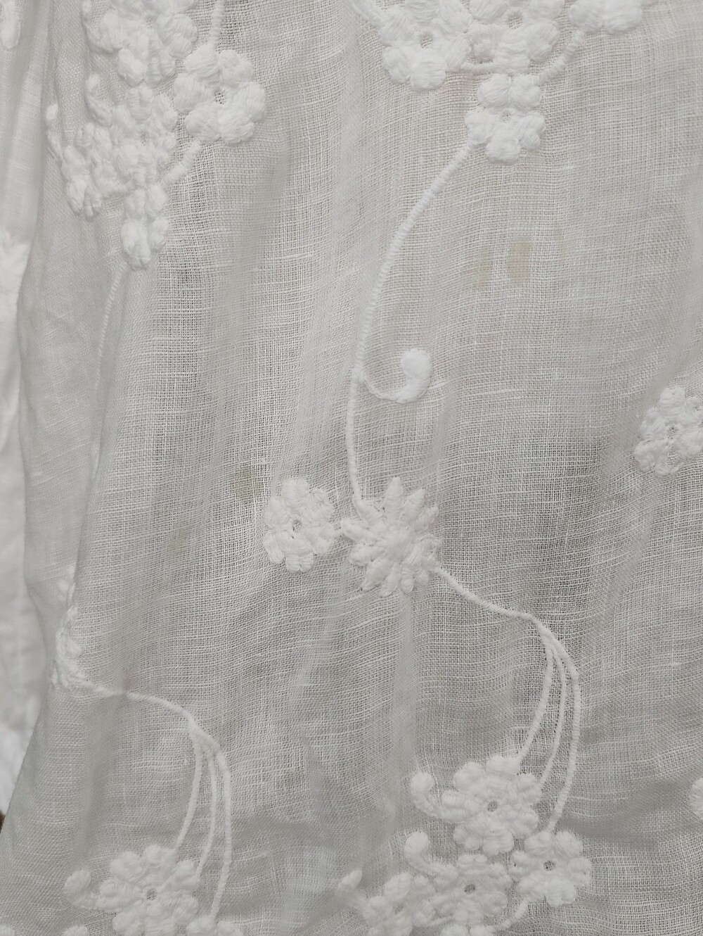 CP Shades Linen Embroidered Shirt Dress Or Long Tunic Top White Boho Coastal M - Picture 10 of 12